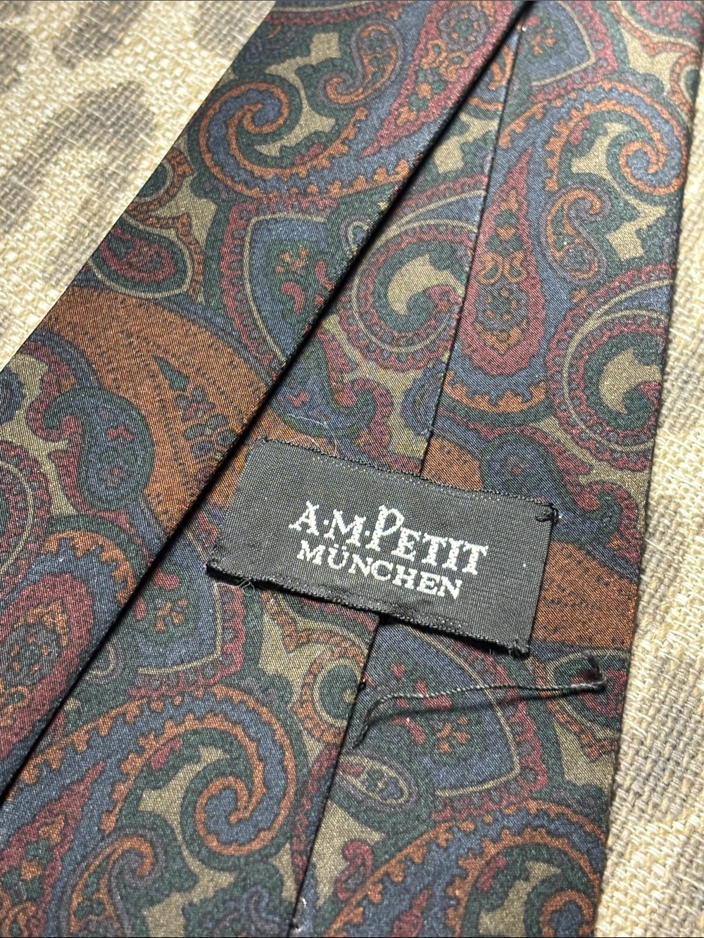 Anthony Mouley tie dark colored muted paisley thin modern stylish neck tie - Picture 3 of 10